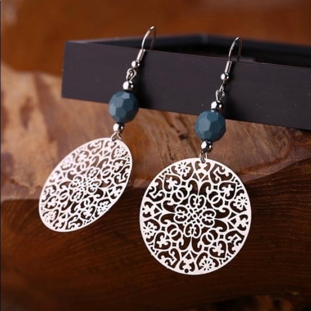 Retro Tribal Beaded Round Earhook Vintage Earring